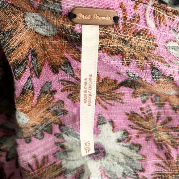 Free People Dark Star Mini Floral Open Back Boho  Dress Size XS - Picture 12 of 13